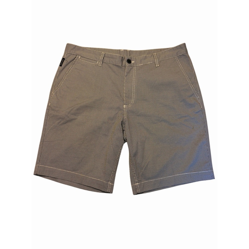 Armani Exchange Flat Front Stretch Shorts Black and White Geometric Men's 36